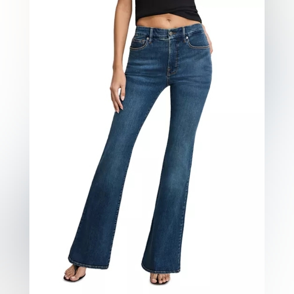Good American Dark Blue Flare Jeans